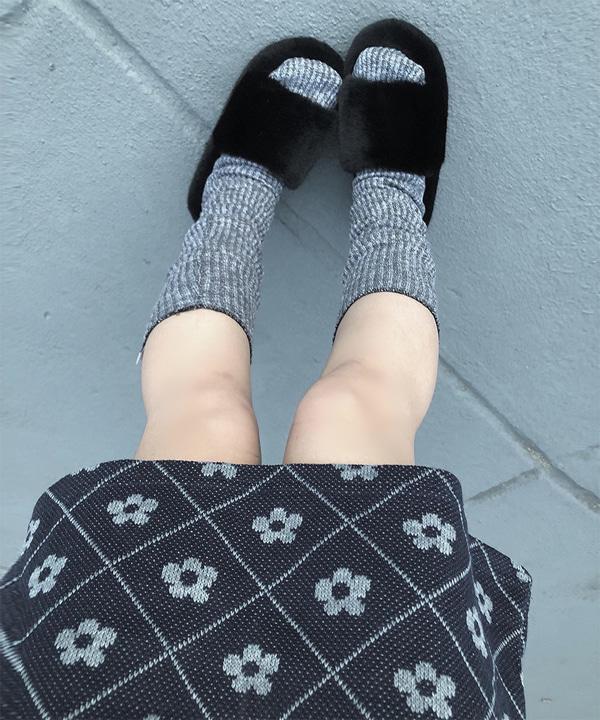 밍크 퍼 통굽 슬리퍼