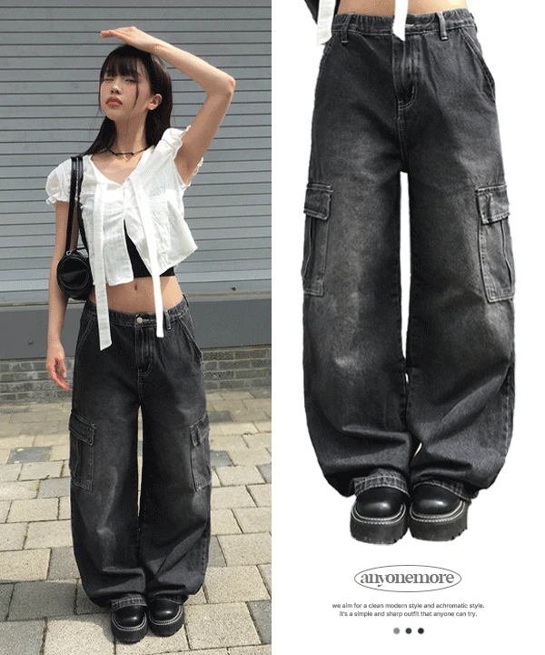 [핏보장🖤/기장선택] 머슬 카고 데님 와이드 팬츠 (3color)