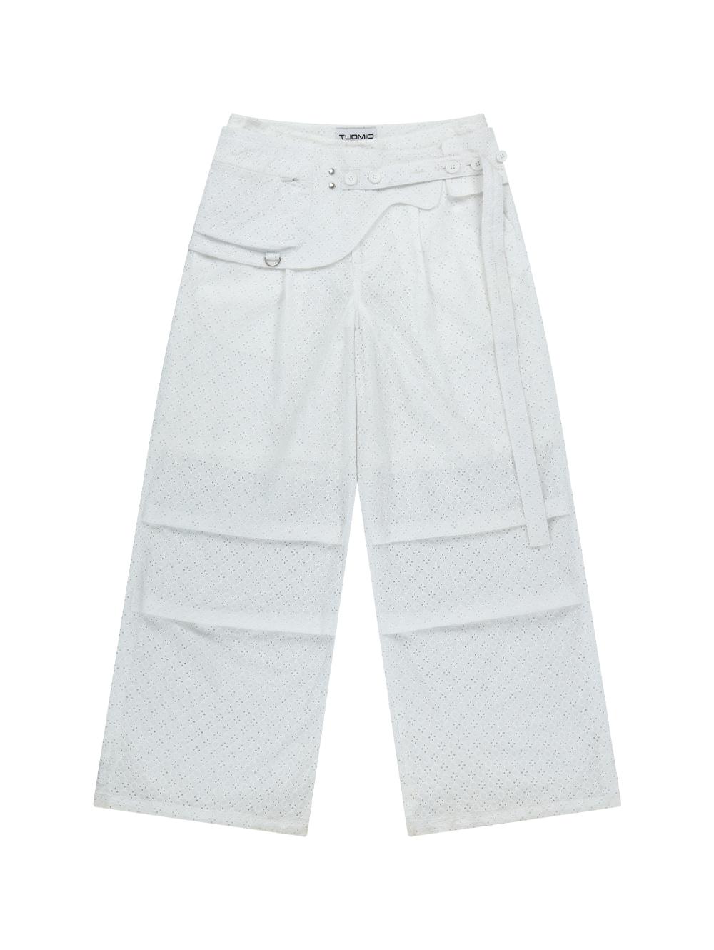 EYELET BELT BAG PANTS [WHITE]