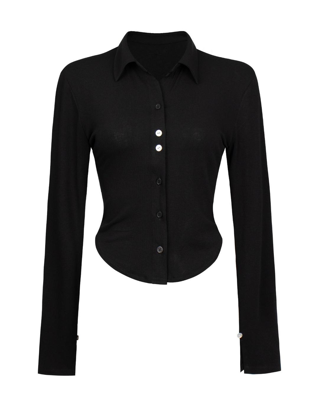 CS LIPS BUTTON SS SHIRTS-024 (BLACK)