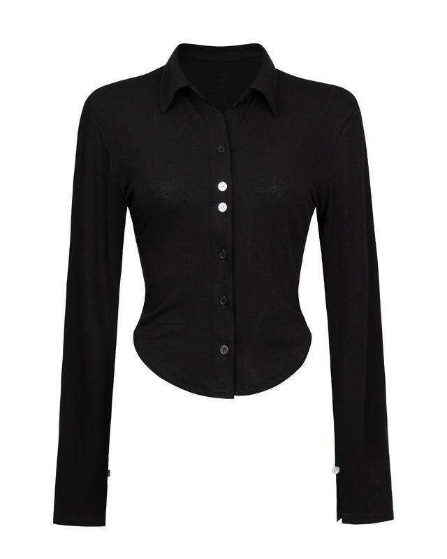 CS LIPS BUTTON SS SHIRTS-024 (BLACK)