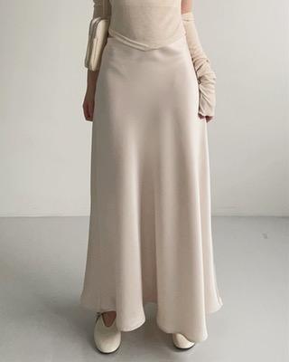 slim flare satin maxi skirt (2color)