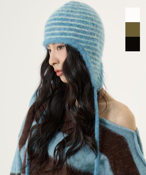 스트라이프 이어플랩 비니 4컬러