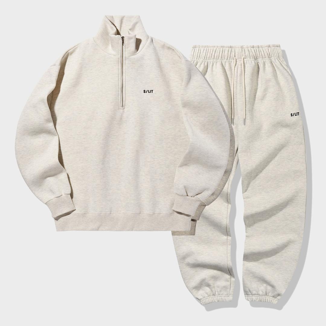 [SET] 스테디 스웨트 반집업 조거팬츠 셋업 2P 오트밀