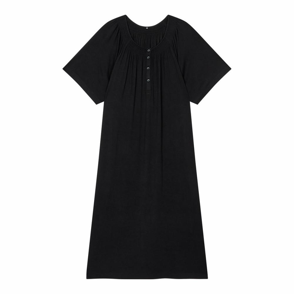 [JAJU/자주] 여 보드리 반팔 파자마 원피스_블랙