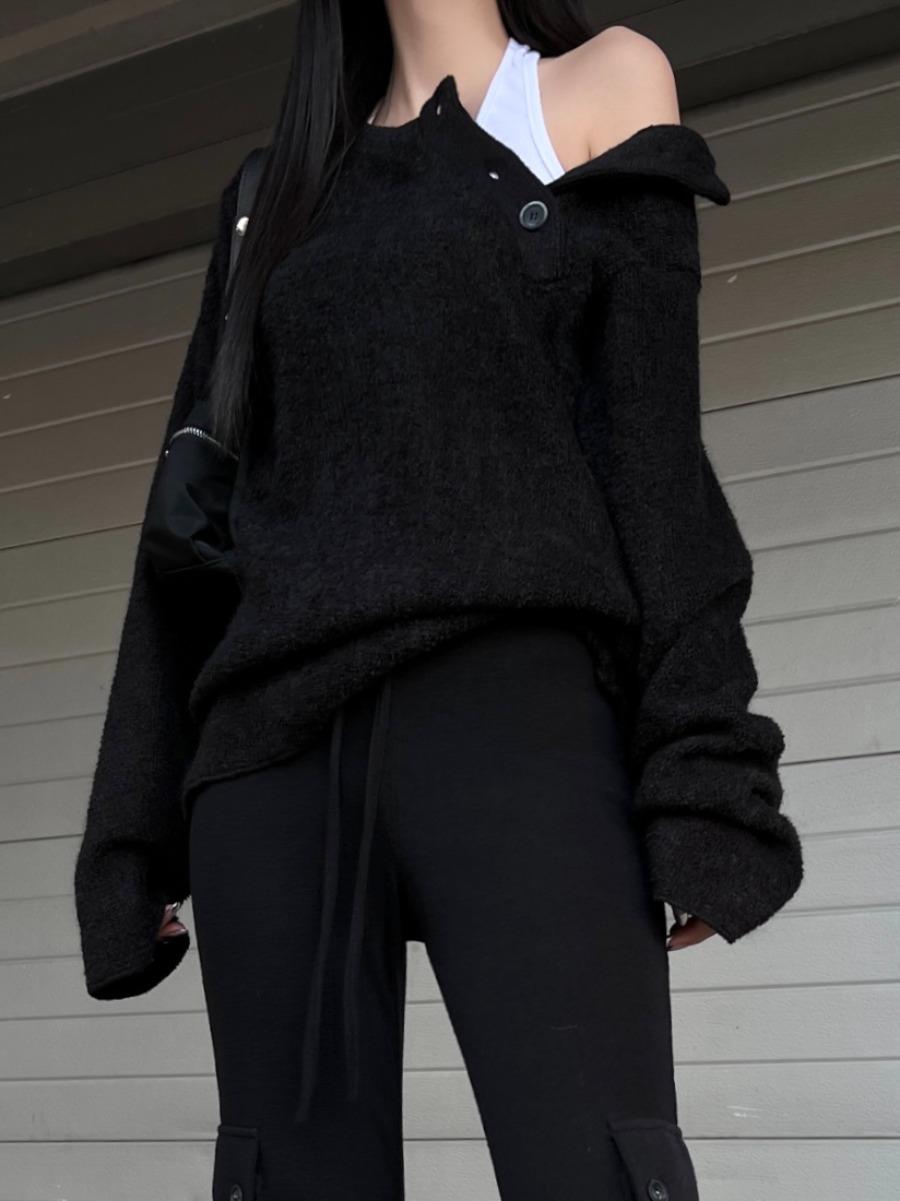 Slash Four Button Knit (2color)
