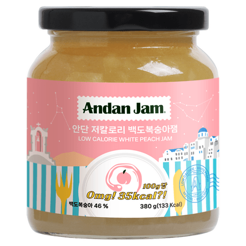 안단잼 저칼로리 백도복숭아잼, 380g, 1개 - 잼/꿀/시럽 | 쿠팡