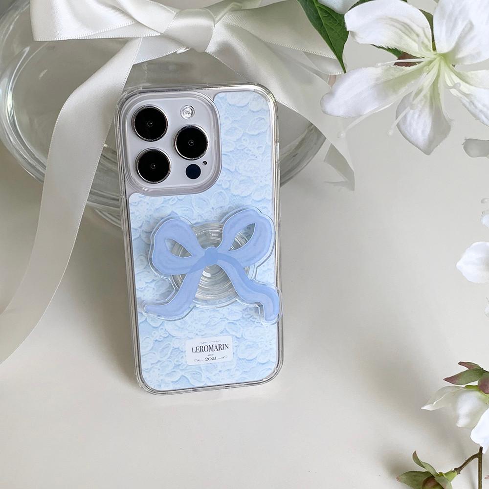 blue backwood case / 블루 레이스 젤 하드 아이폰 15pro max 케이스