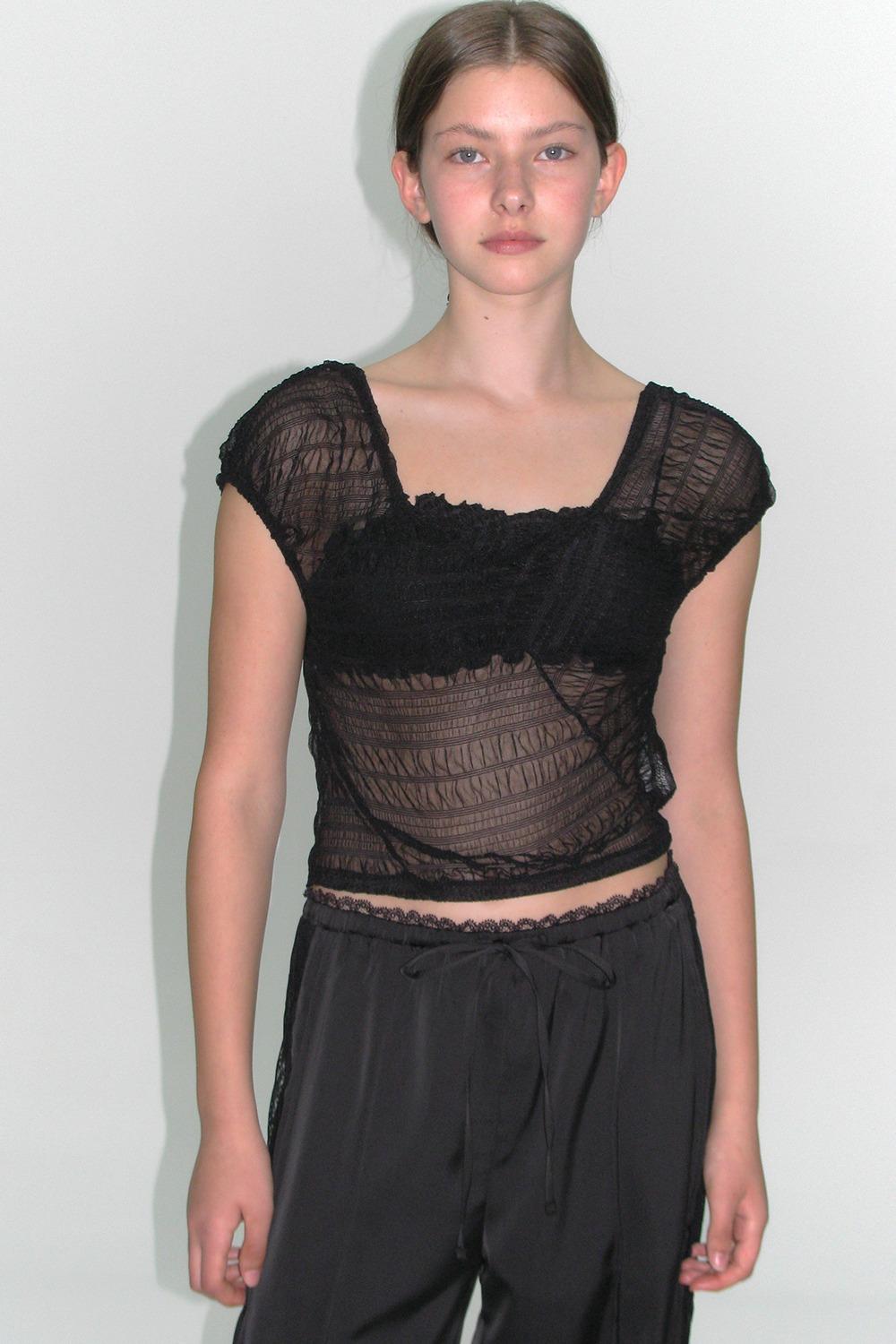 SEETHROUGH UNBALANCE TOP [BLACK]