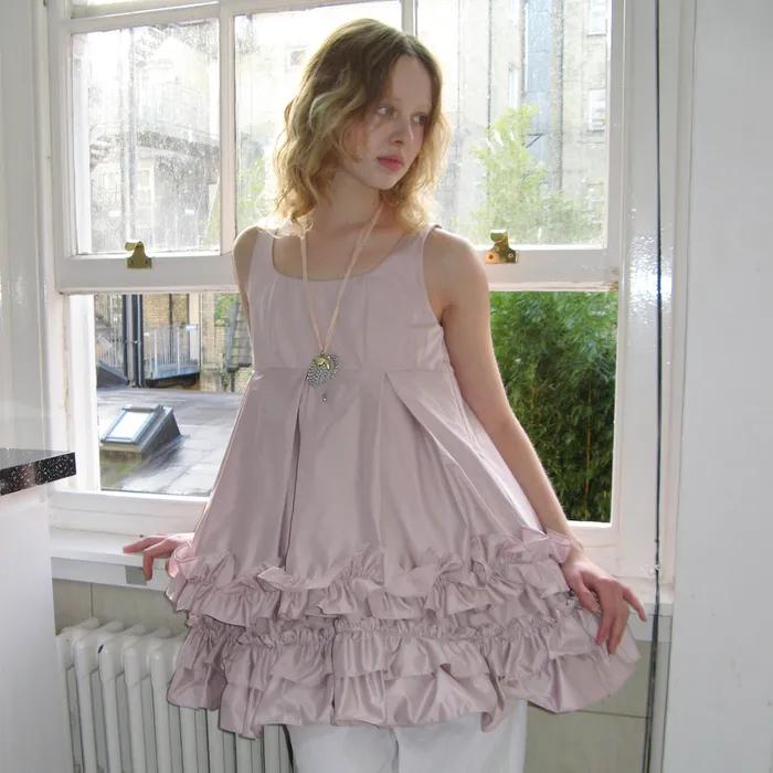Frill Sleeveless Dress (Pink)