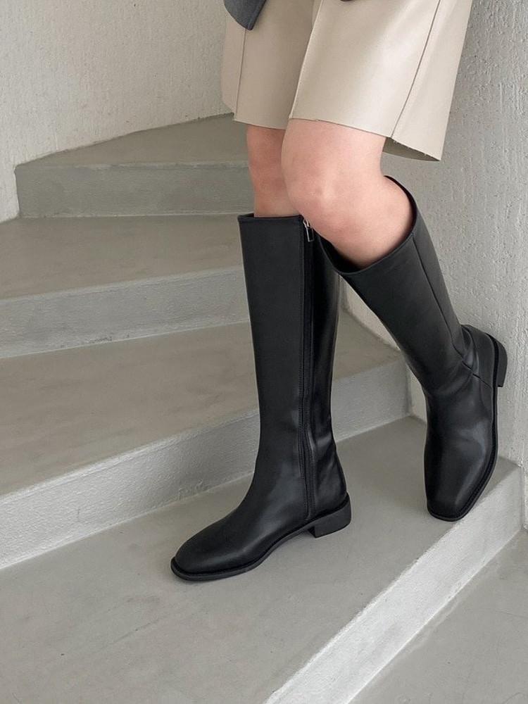 베스트 사계절 통넓은 838 데일리 3cm 베이직 플랫 롱 부츠 (3color)