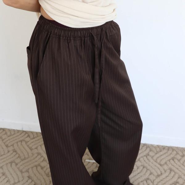 Banding Pants - stripe brown