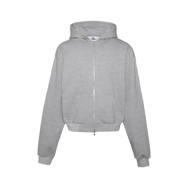 HEAVY SWEAT CROPPED ZIP UP HOODIE MELANGE GREY