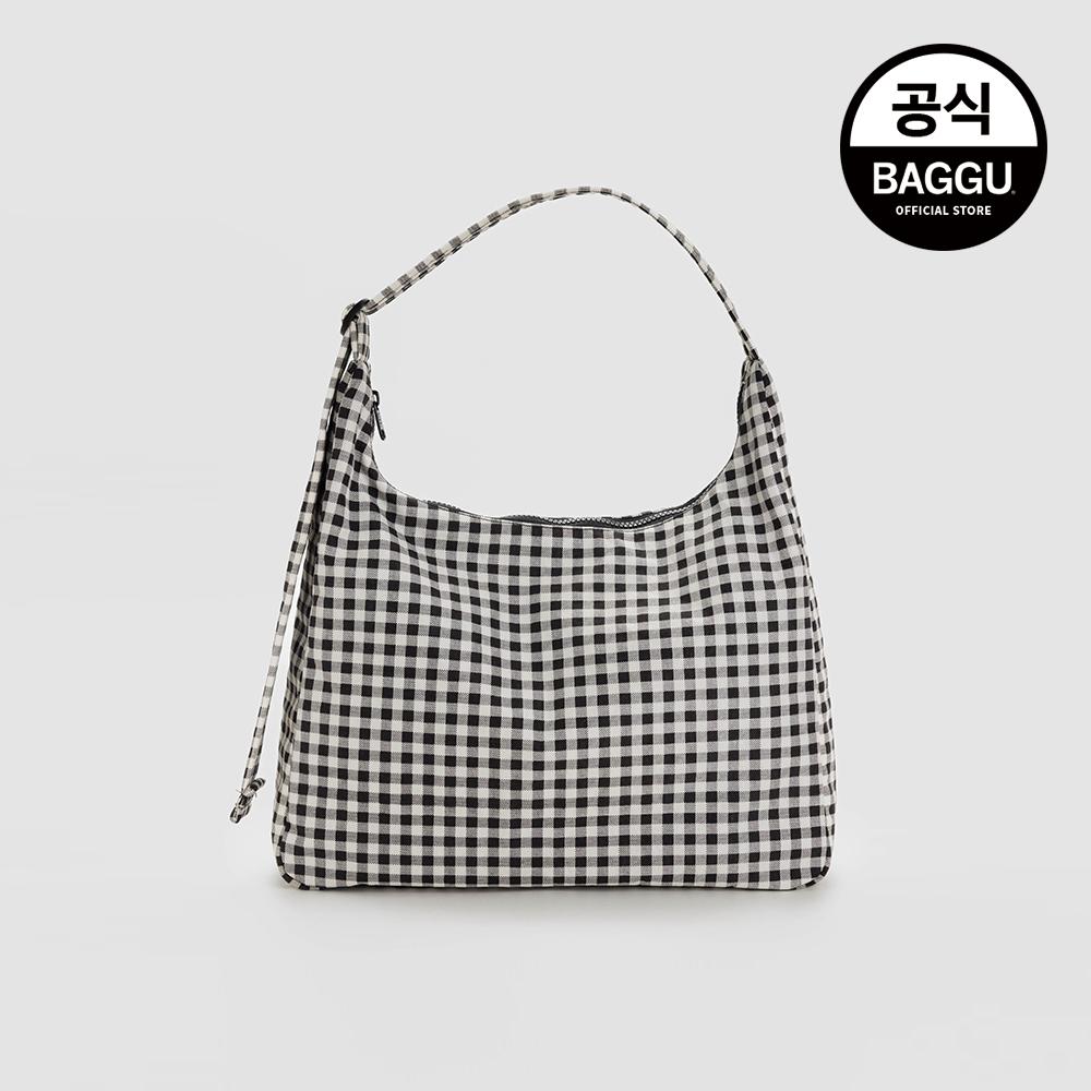 BAGGU 바쿠 나일론 숄더백 블랙 앤 화이트 깅엄