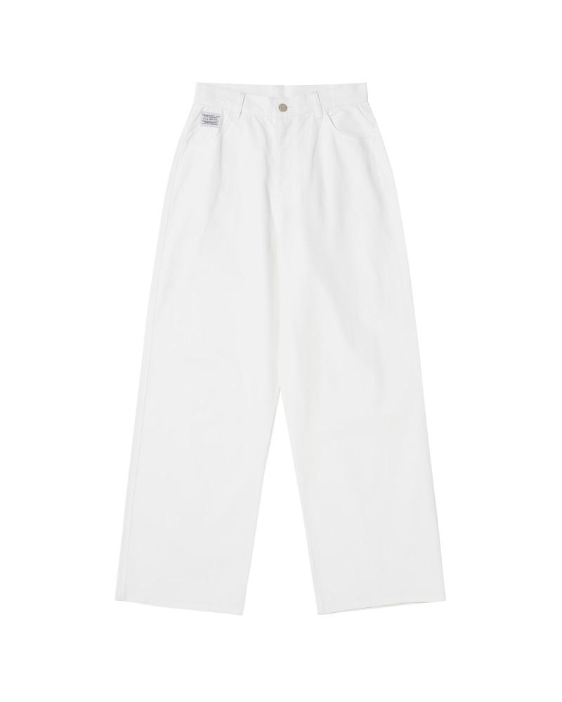 (우먼) 코튼 세미 와이드 팬츠_화이트