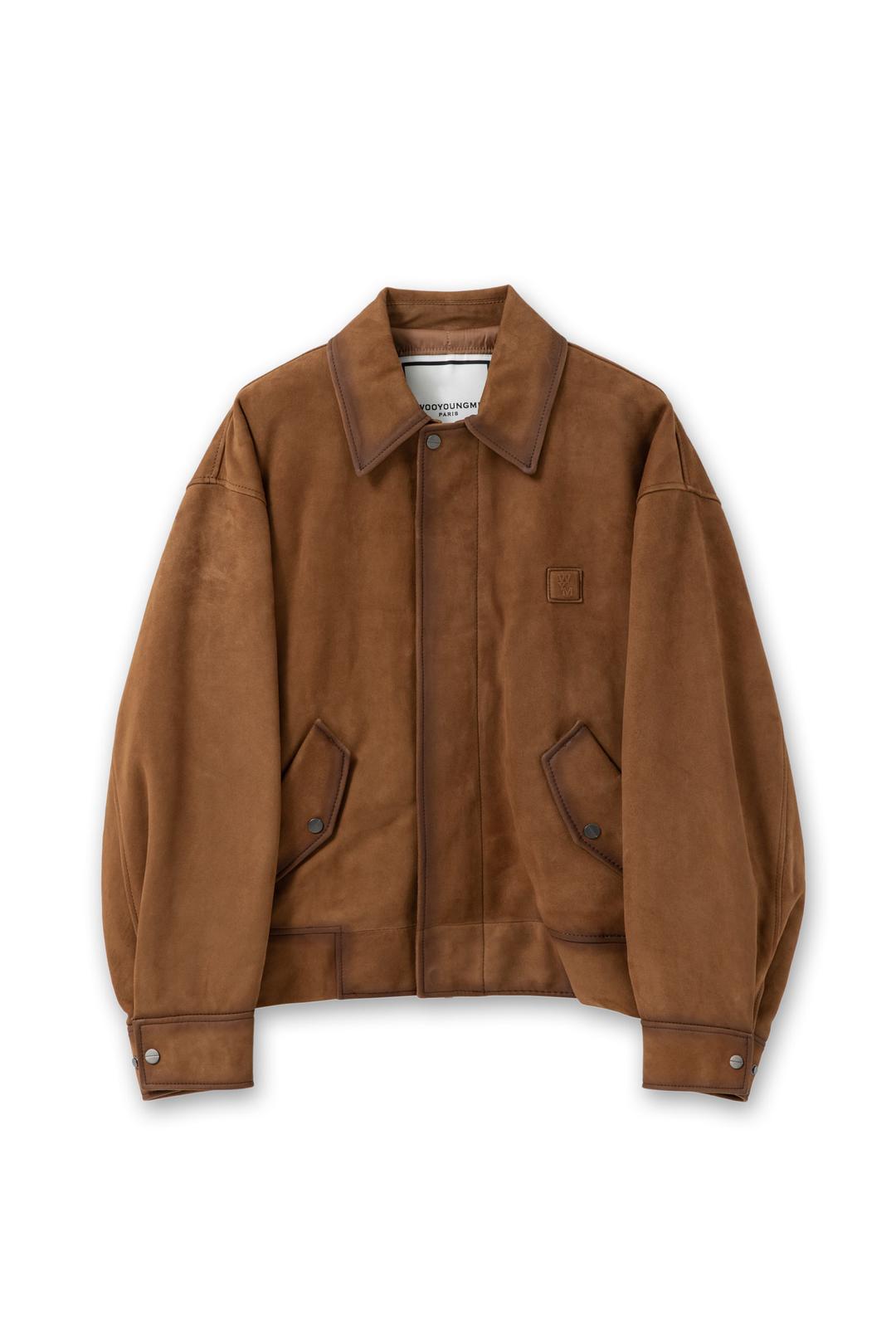 카멜 패디드 고트 스웨이드 자켓