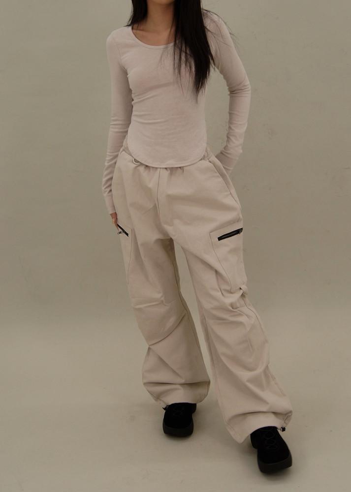 허리 밴딩 코튼 카고 팬츠