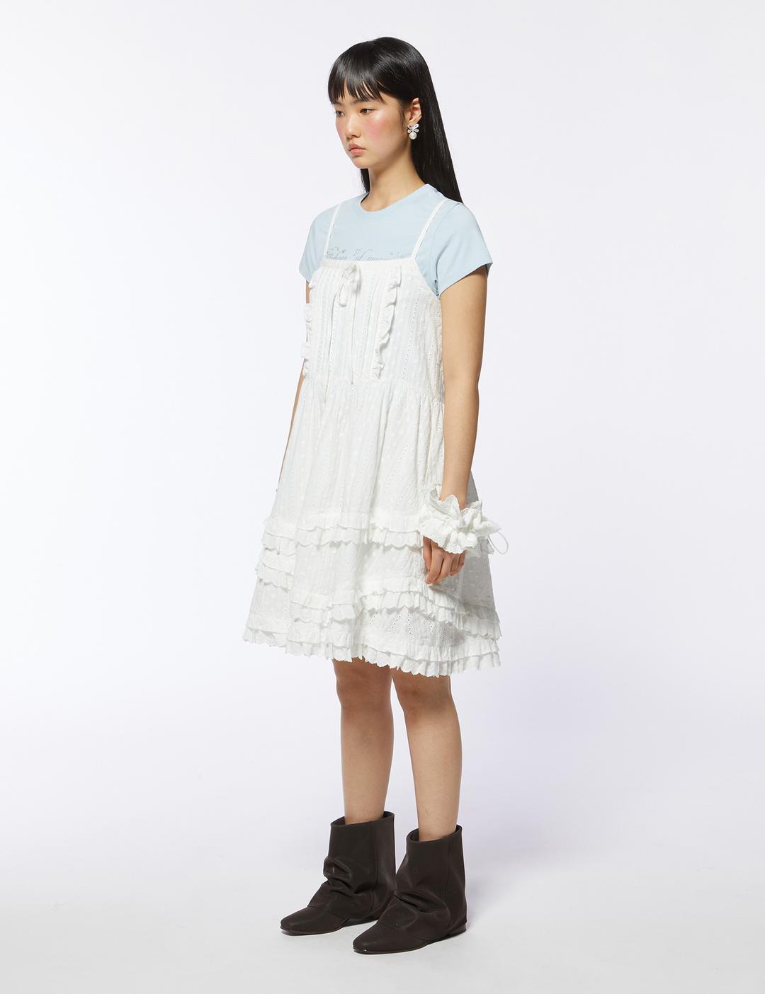 Frill Sleeveless One-Piece (white)