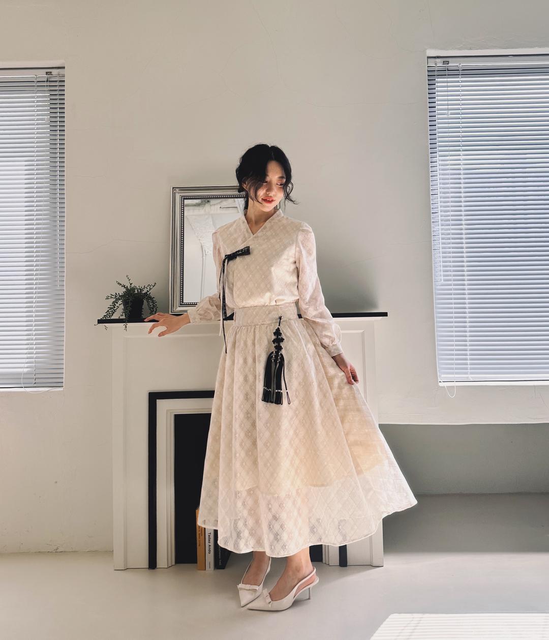 체크 레이스 SET(속기모)