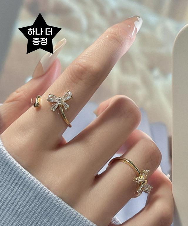 [1+1] 일더하기일 써지컬스틸 흰나비 펜던트 큐빅 반지