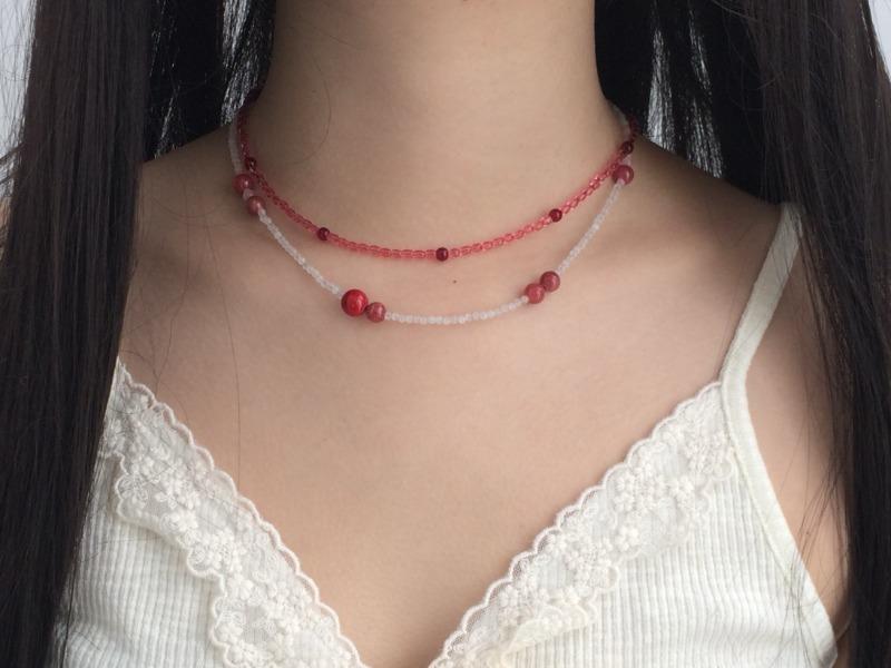 (2 C ᵒ l o🅡) 체리 도트비즈 네크리스