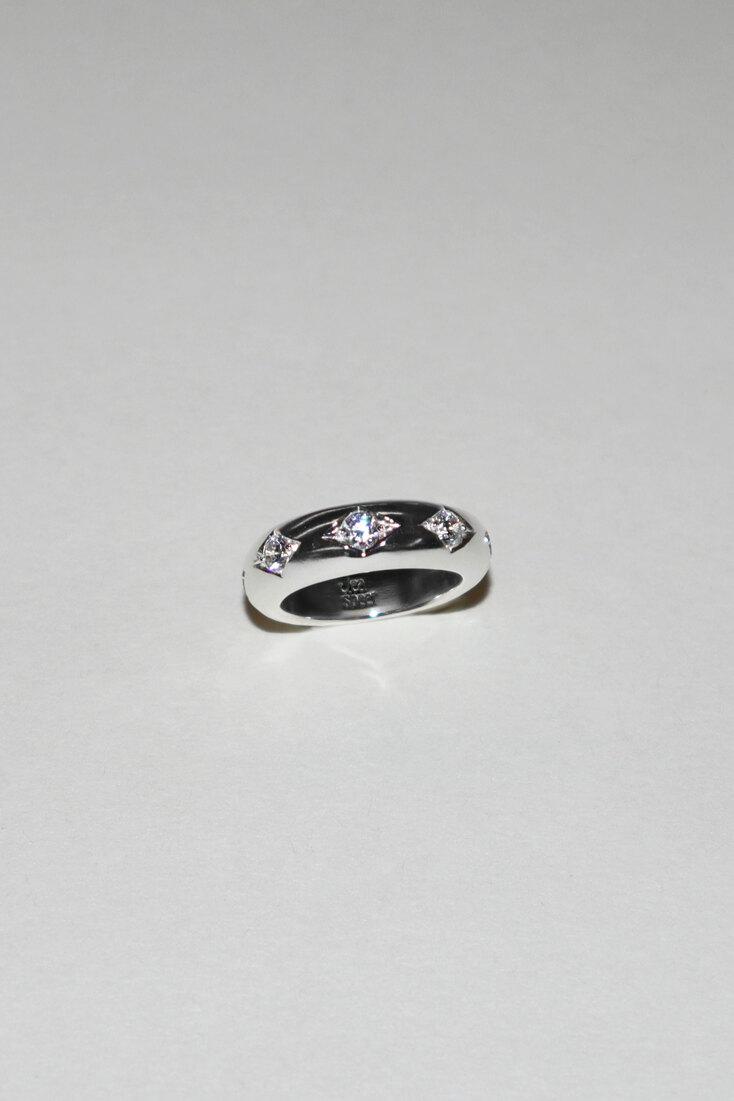 RHOMBUS CARVED RING (THICK) (SILVER)