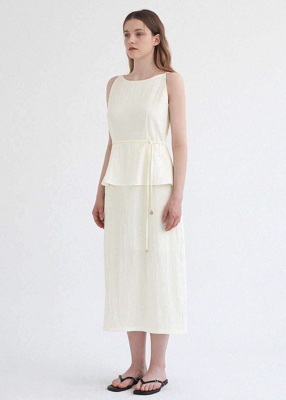 [44~120]  Lowell Sleeveless Peplum Long Dress 