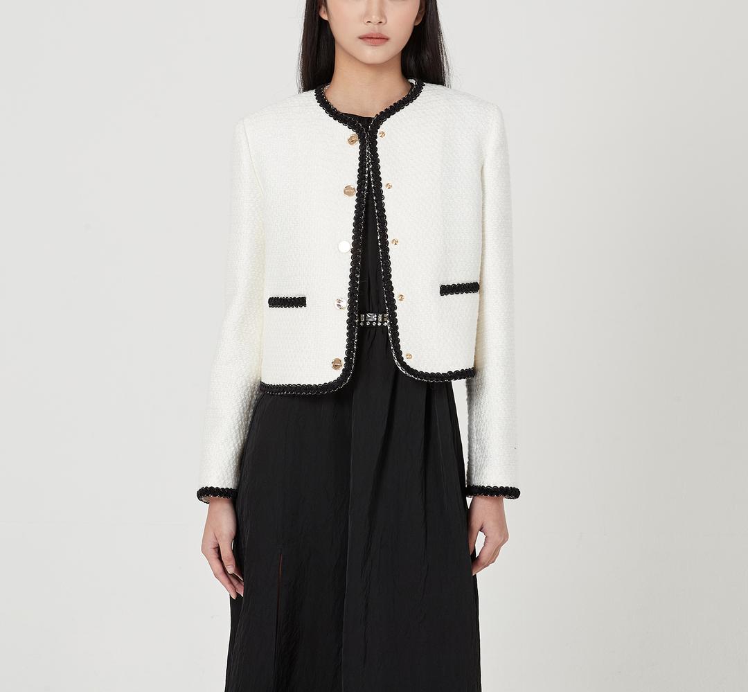 브레이드 라운드넥 자켓