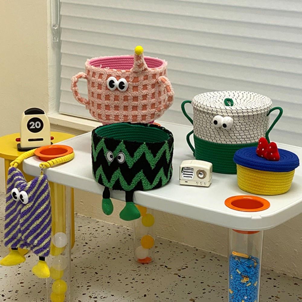 귀여운 작은 몬스터 스트링 핸들 수납 정리 바구니