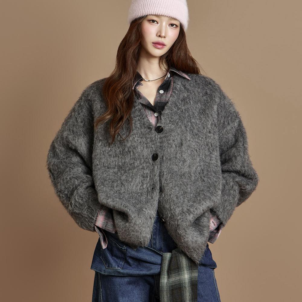 J2906 헤어리 니트 가디건