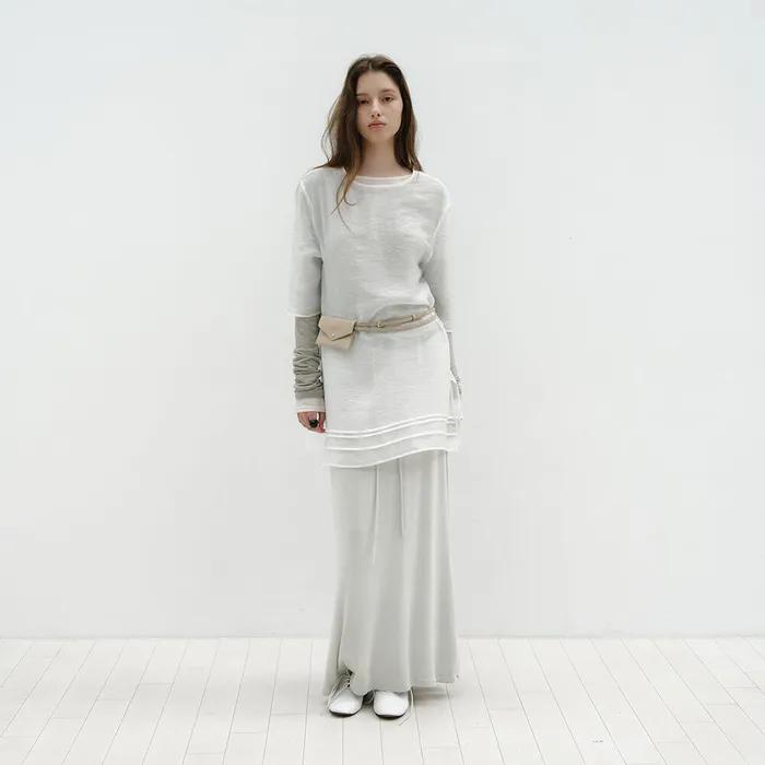 HALF SLEEVE SHEER DRESS [WHITE]