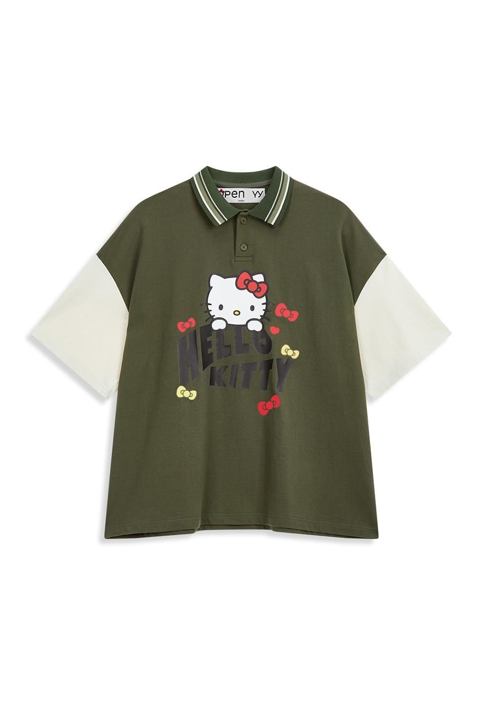HELLO KITTY X YY COLLARED T-SHIRT, KHAKI