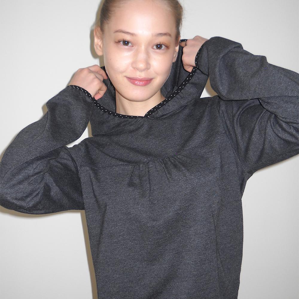 SPRING DOT HOODED TOP DARK MOON