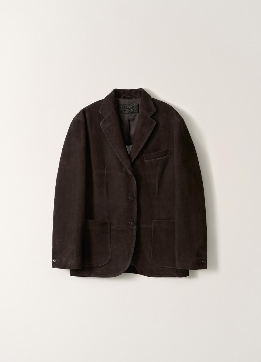 2ND / Suede Leather Tailored Jacket (Brown)