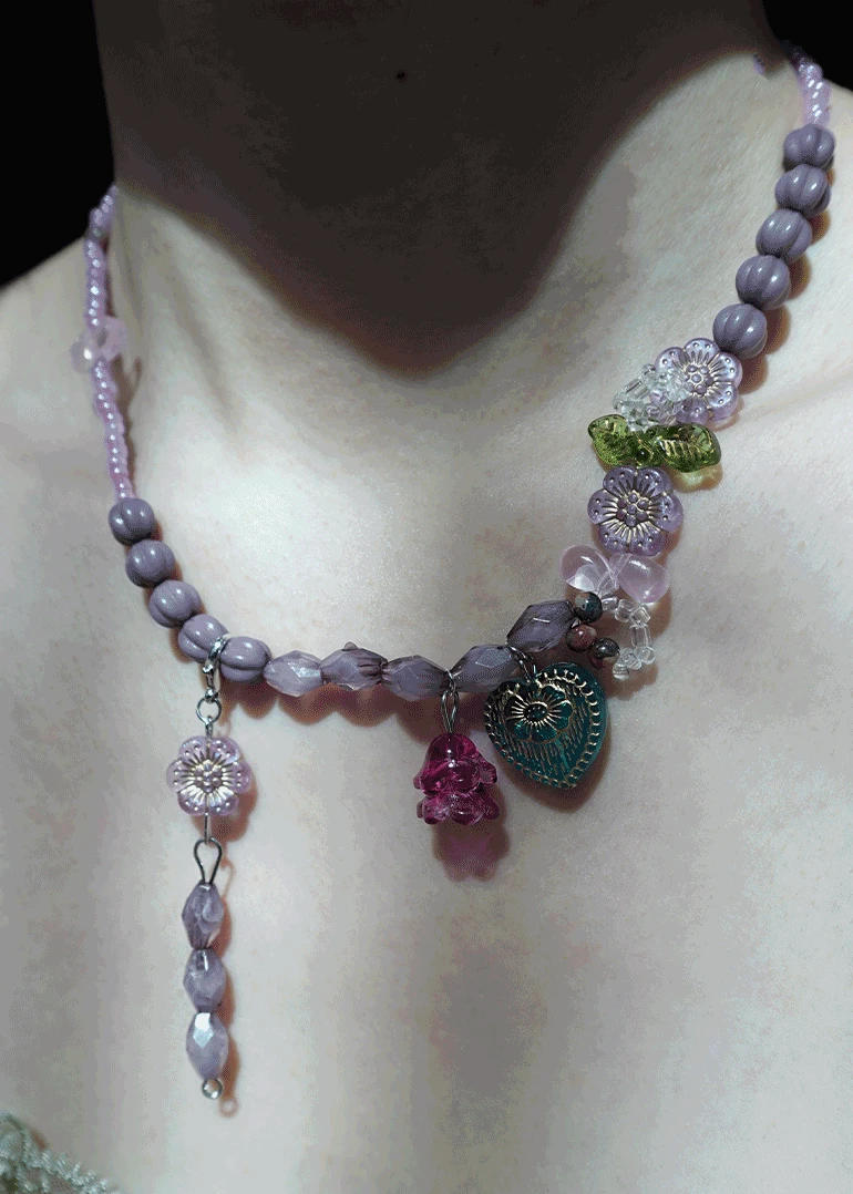 oriental purple necklace | 오리엔탈 보라 비즈 목걸이