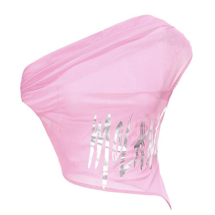 Amaimon Oblique Shoulder Crop Top - XS