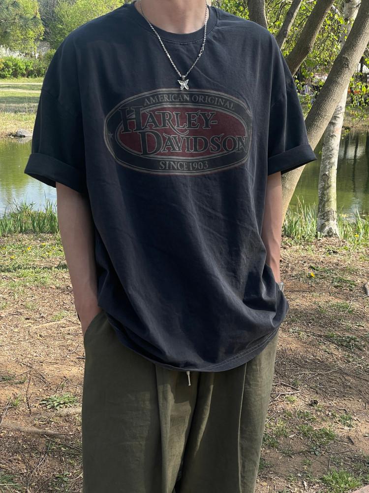 남자 Pre 피그먼트 할리나염 오버 반팔티셔츠