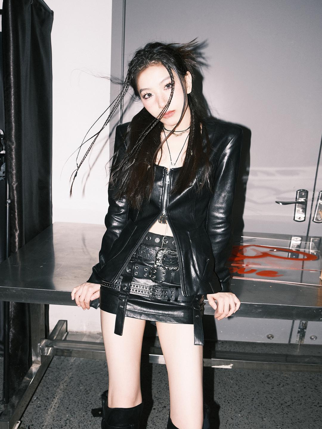 [WHY NOT DANCE] Nightmuse Lady Funk Slim Leather Jacket