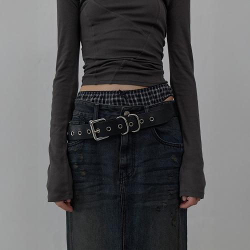 D-RING LEATHER BELT (BLACK)