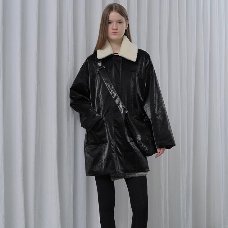 LEATHER PADDING JACKET [BLACK]