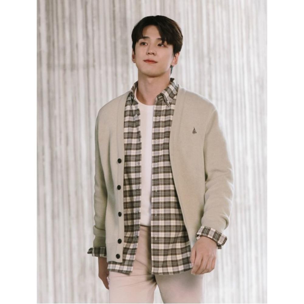 [빈폴멘] [ESSENTIAL] Unisex 라이트 그린 울 베럴 B 카디건 (BC285AE25L)