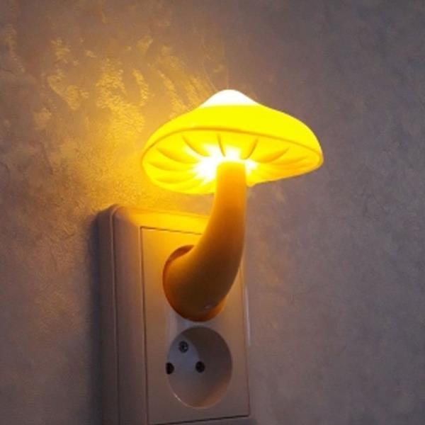 LED 야간 조명 버섯 벽 램프 EU 플러그 조명 제어 유도 에너지 절약 환경 보호 침실 램프 홈 데코