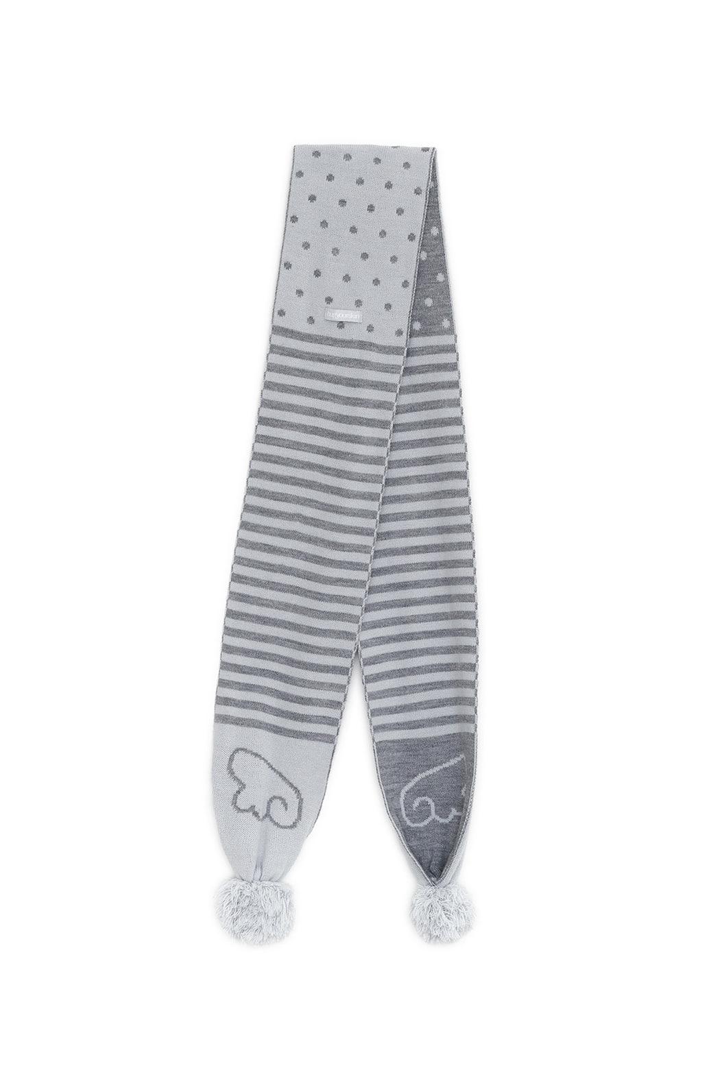 [10월 24일 출고] Angel wing stripe pom-pom muffler (Gray)