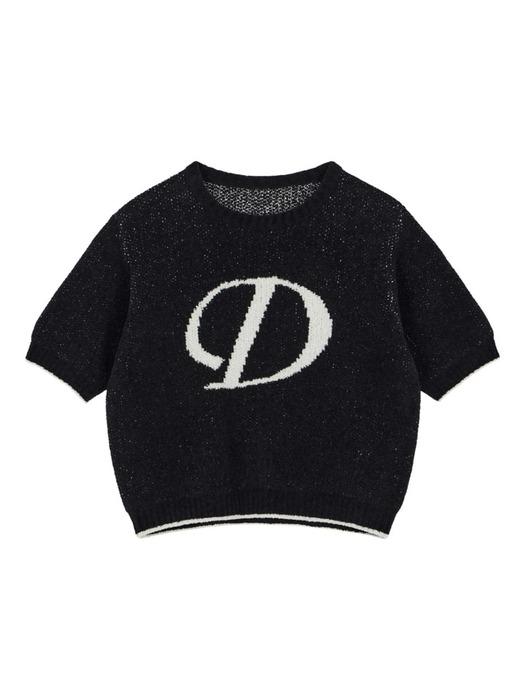 D LOGO ROUND HALF KNIT IN BLACK