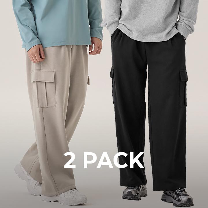 [2PACK] 파인코튼 맨즈 카고 와이드팬츠