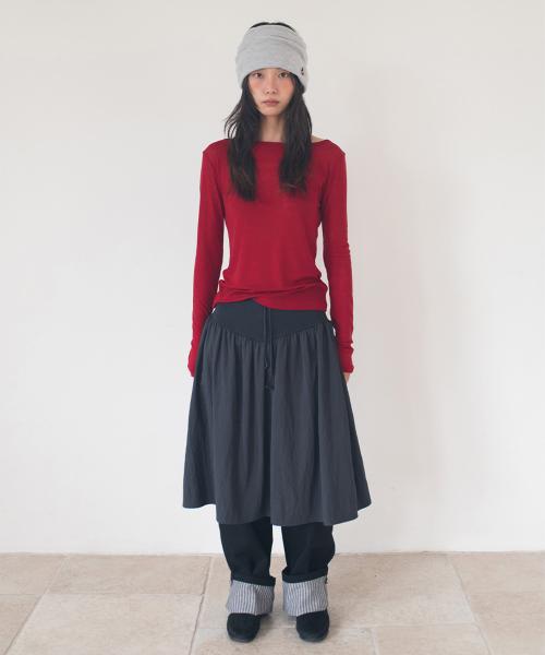 FLARE RIB SKIRT (CHARCOAL)