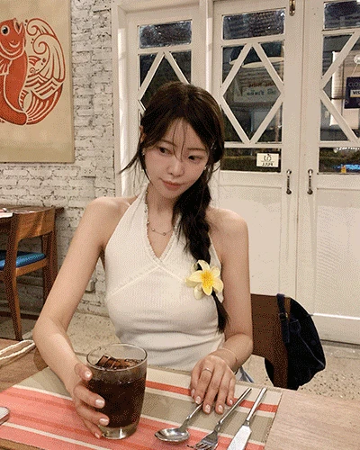 오렌 레이스 홀터 골지 나시