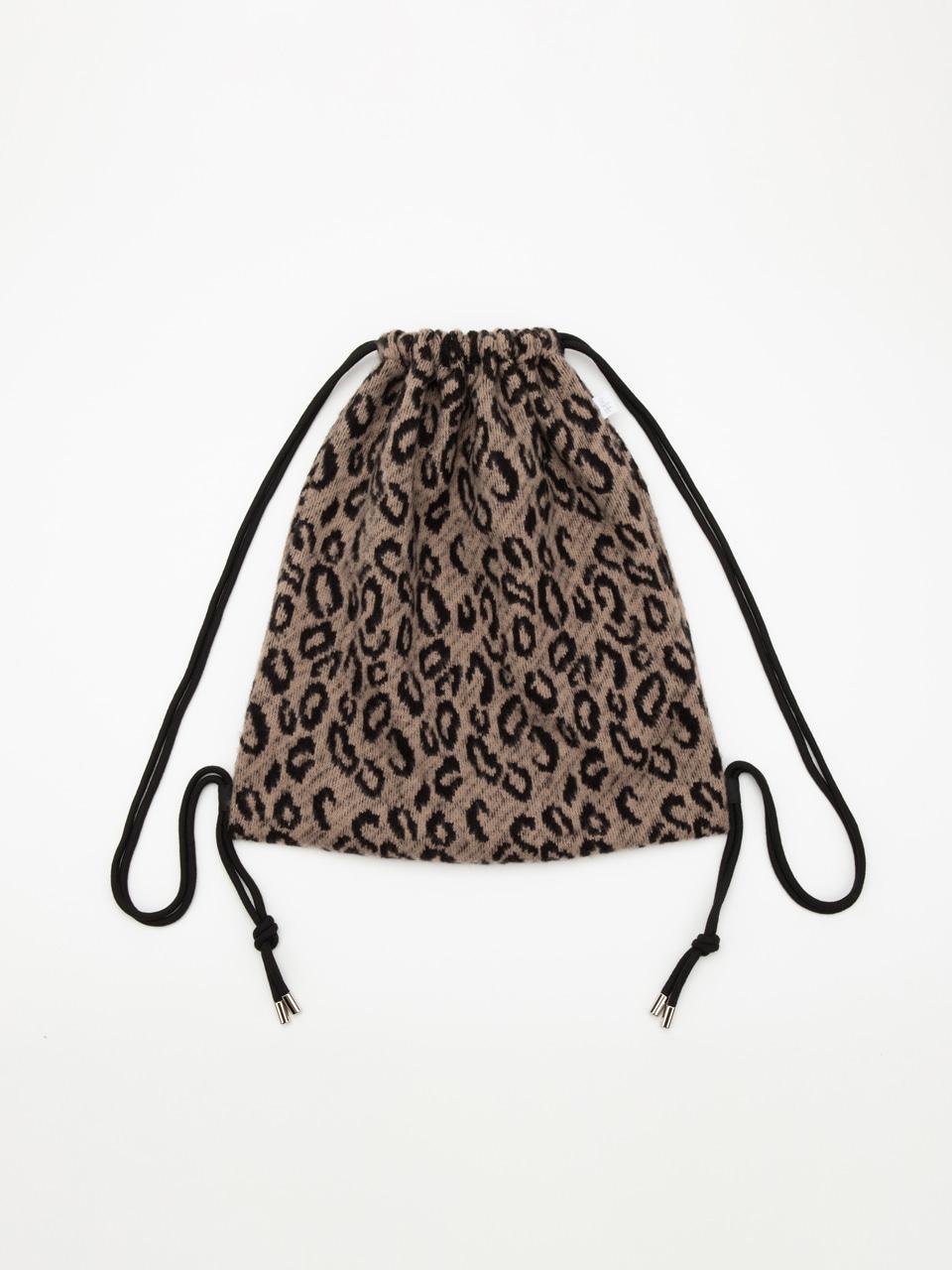 boheme leopard knit string bag [mocha]