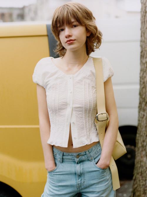 Pintuck V-neck Blouse VW5MB126_3color
