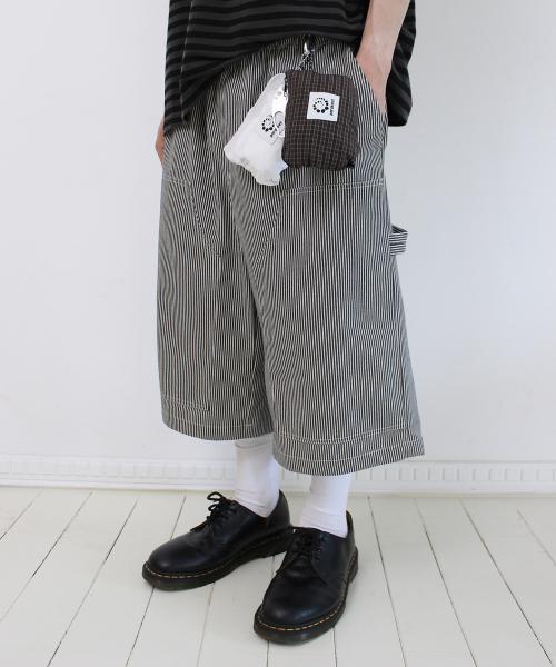 스트라이프 카펜터 숏 팬츠 (블랙)